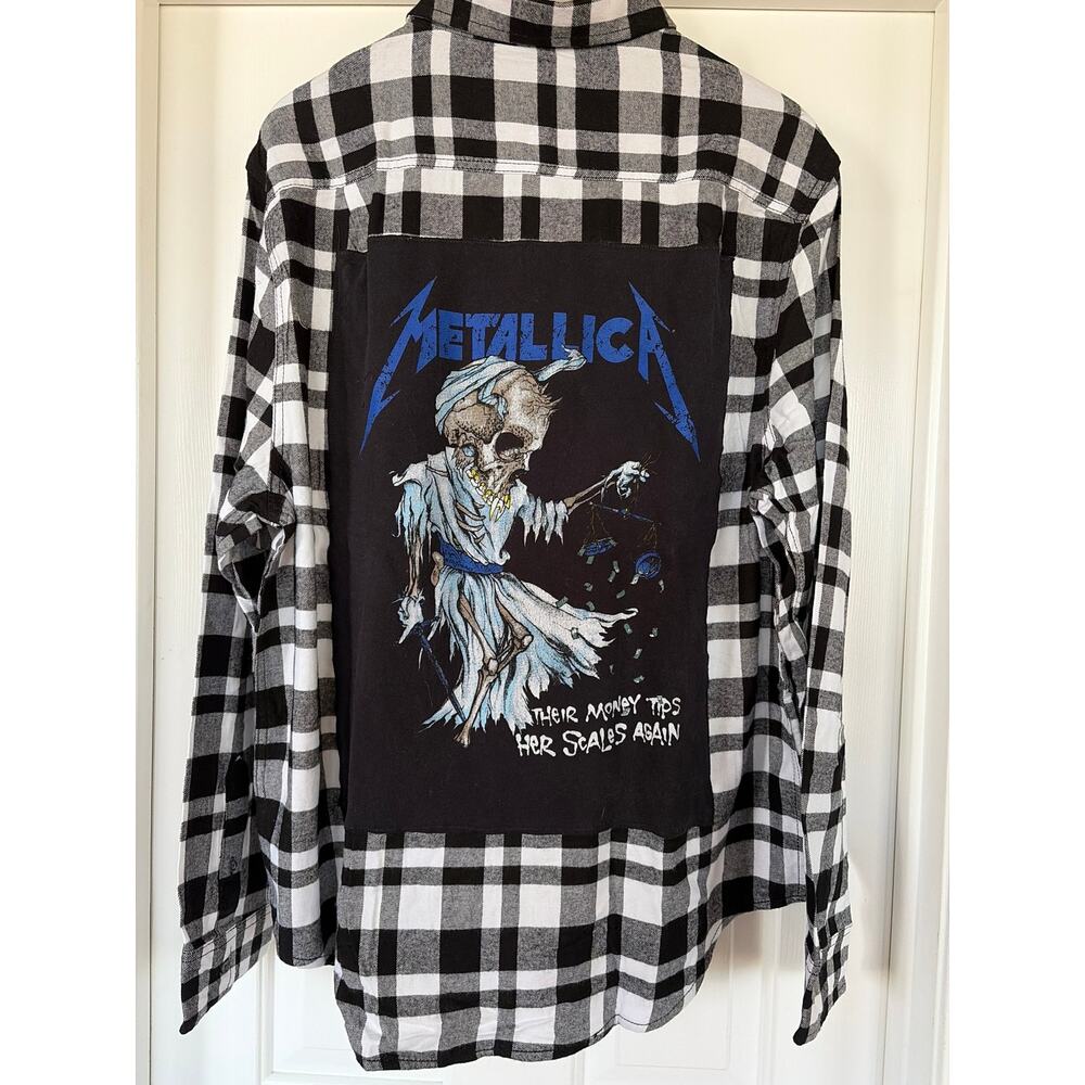 Metallica Upcycled Flannel Shirt unisex Size XLT XL Tall